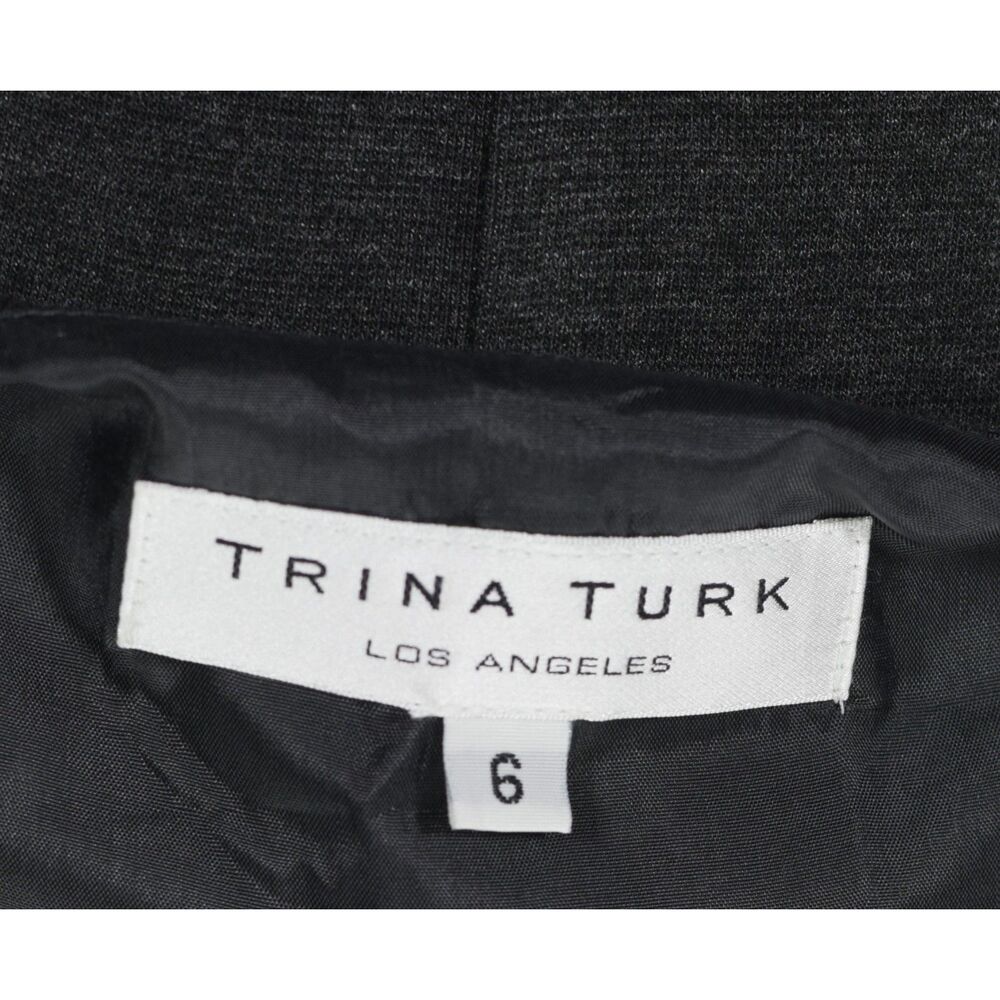 Trina Turk Women's Charcoal Gray Bell Sleeve Hijinx Mini A-Line Dress Size 6 EUC - Picture 7 of 8